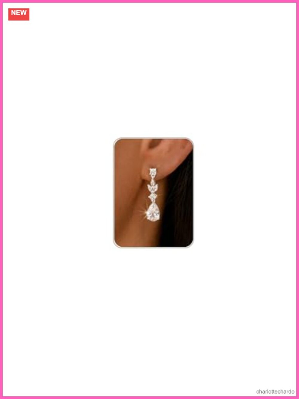 14K Gold Plated/Silver Drop Earrings Sparkly CZ Dangle Earrings Elegant Wedding